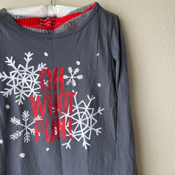 Holiday PJs Set Oh What Fun Gray Red Stripe Snowflake Fleece Long Sleeve Small - Picture 4 of 16